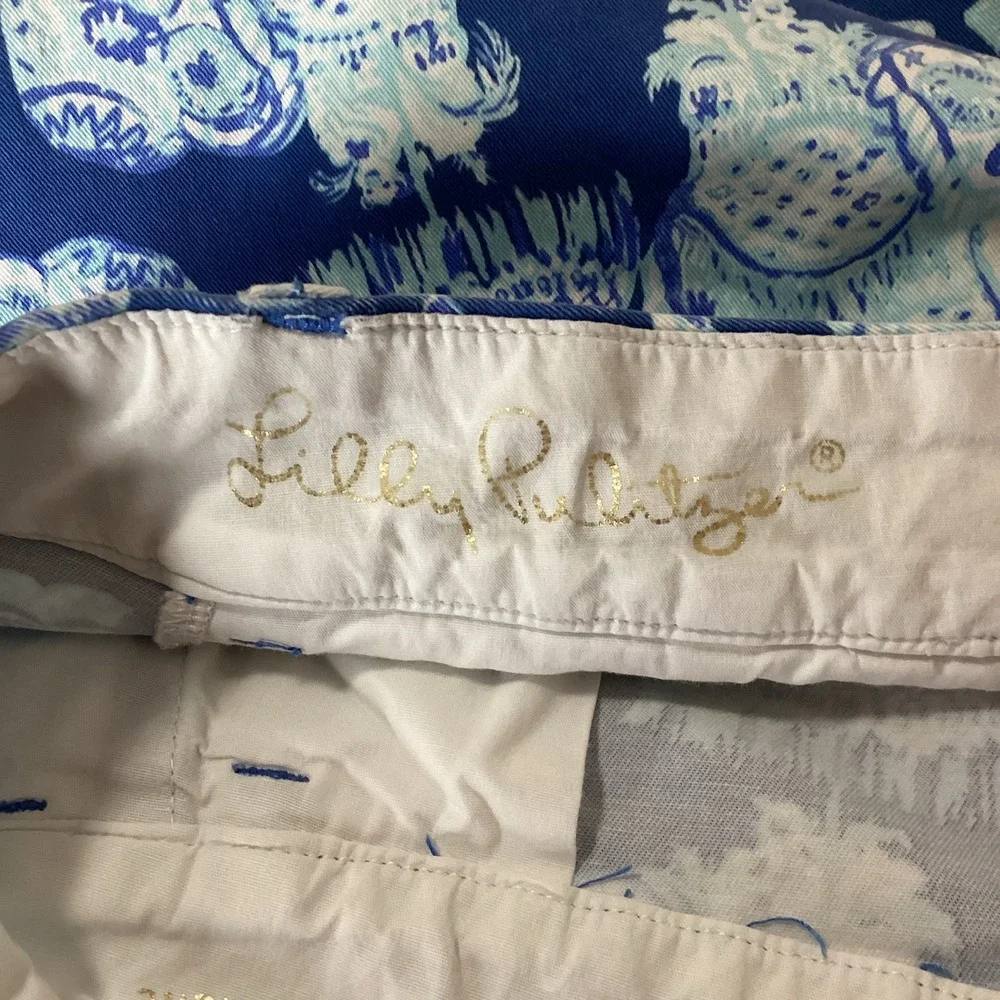 Lilly Pulitzer Jayne Stretch 7" Shorts Deep Indigo Joy Ride Size 2 Elephant - Picture 4 of 8